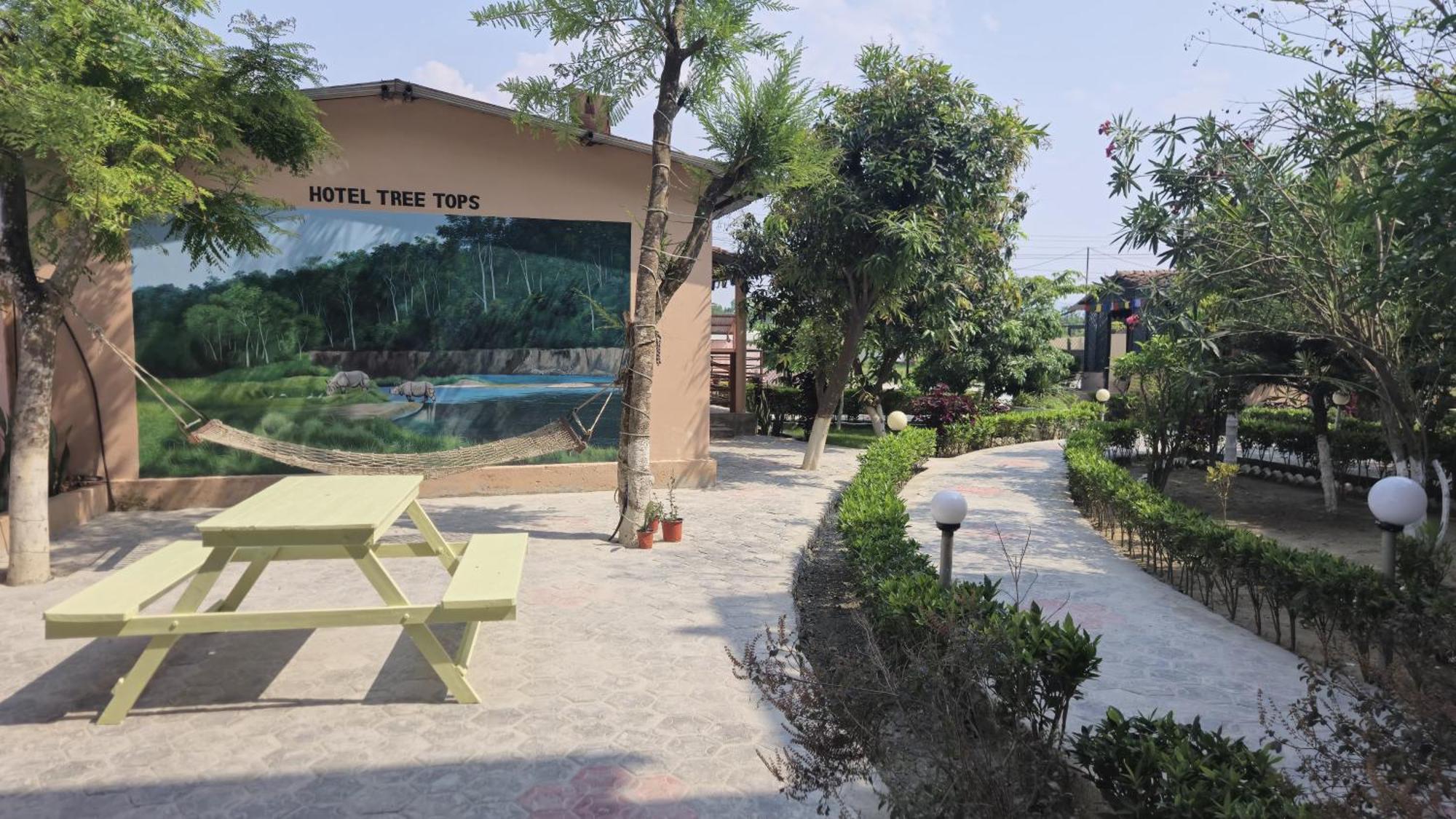 Hotel Tree Tops Sauraha Bagian luar foto