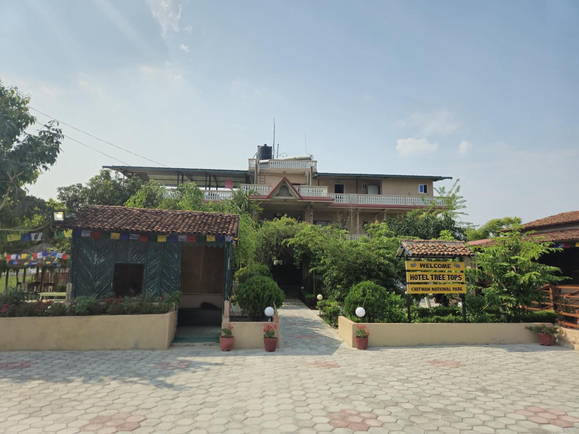 Hotel Tree Tops Sauraha Bagian luar foto